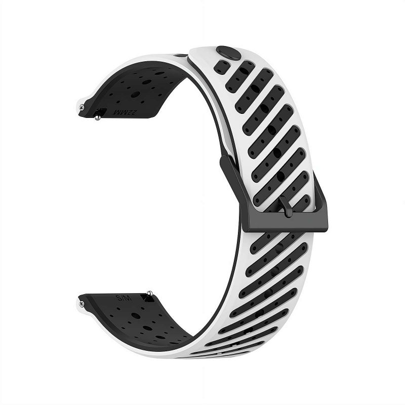 سوار بديل لساعة Suunto - حزام ساعة سيليكون مقاس 22 مم متوافق مع Suunto Race2 Run وRaceS وRace وVertical و9 PeakPro و9 Peak و5 Peak (أبيض وأسود) - Image 1